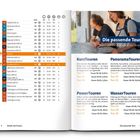 Seite 8 zeigt eine Tourenliste mit Höhenmetern. Seite 9 hat Kategorien wie KurzTouren und PanoramaTouren mit Zeiten und Distanzen.