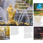 „Begegnung am Peterhof“ beschreibt eine Auseinandersetzung zwischen Zar Peter I. und seinem Sohn Alexej. Goldene Statuen und Springbrunnen heben sich vor herbstlichem Laub und Architektur ab.