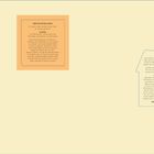 Text im orangenen Feld: Rezept für "Der Schafskuchen" mit Zutatenliste und Anleitung. Text rechts: Nicht lesbar, da auf dem Kopf stehend.