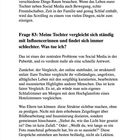 Frage 83: Meine Tochter vergleicht sich ständig mit Influencerinnen und findet sich immer schlechter. Was tue ich?