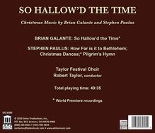 Brian Edward Galante (geb. 1974): So Hallow'd the Time (A Choral Cycle für Chor, Flöte, Violine, Harfe), CD