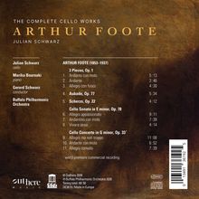 "The Complete Cello Works Arthur Foote Julian Schwarz. Liederverzeichnis auf braunem Hintergrund."