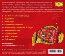 Text über Weihnachtsmusik mit kubanischen Rhythmen und einer Titelliste von Weihnachtsliedern, daneben eine farbige Illustration.