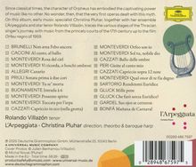 Texte über Orpheus und Musik; Titel und Komponistenliste; Rolando Villazón, L’Arpeggiata, Christina Pluhar; Logo mit Lyra.