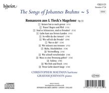 Johannes Brahms (1833-1897): Sämtliche Lieder Vol.5  - Romanzen aus L. Tiecks Magelone op.33, CD