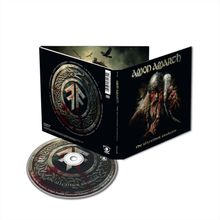 "Amon Amarth, The Allfather Awakens". CD-Cover mit einem Krieger, Helm und Trinkhorn. Wikinger-Themen.