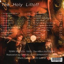 Text „The Holy Liftoff“, darunter eine Trackliste mit 22 Titeln und Zeiten. Unten zwei Musiker.