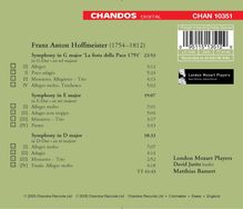Franz Anton Hoffmeister (1754-1812): Symphonien G-Dur ("Festa della Pace"),E-Dur,D-Dur, CD