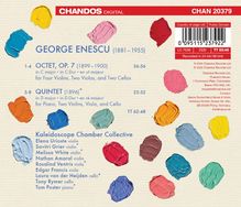 Text: "GEORGE ENESCU (1881-1955), OCTET, OP. 7, QUINTET. Kaleidoscope Chamber Collective." Bunte Farbklekse verteilen sich.