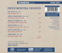 "FRENCH ORCHESTRAL FAVOURITES" sind Stücke von Dukas, Debussy, Chabrier, Ravel, Saint-Saëns, Bizet. Sinfonia of London unter John Wilson.