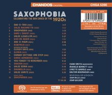 "SAXOPHOBIA: Celebrating the Sax Craze of the 1920s" steht oben. Links ist eine Titelliste, rechts Infos zum Album.