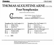 Thomas Arne (1710-1778): Symphonien Nr.1-4, CD