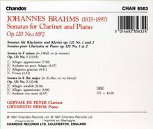 Johannes Brahms (1833-1897): Sonaten für Klarinette &amp; Klavier op.120 Nr.1 &amp; 2, CD