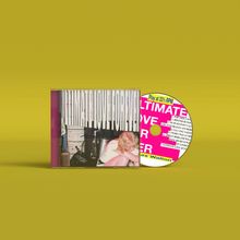 Text: „ULTIMATE LOVE FOREVER“ und „Play at 33⅓ RPM“. Hintergrund: Person lehnt den Kopf auf die Knie.