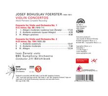 Josef Bohuslav Foerster (1859-1951): Violinkonzerte Nr.1 &amp; 2, CD