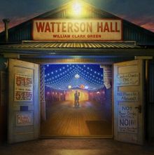 "Watterson Hall" in großen Buchstaben, darunter "William Clark Green". Eine Tanzhalle mit einem Paar, das unter Lichtern tanzt.