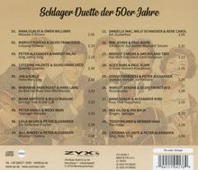 "Schlager Duette der 50er Jahre": Eine Liste von 20 Titeln und Interpreten, darunter Nana Gualdi und Peter Alexander.