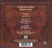 "Kanonensieben: Soldatenschicksale" mit Titelliste. Brauner Hintergrund mit verzierter Umrandung und einem "Century Media" Logo.