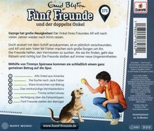 Titel: "Fünf Freunde und der doppelte Onkel", Abenteuer über Betrug, Suche und Freundschaft. Illustration: Junge mit Hund.