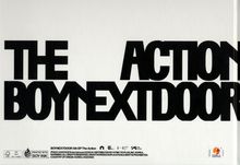 BOYNEXTDOOR 5th EP "The Action" in großen schwarzen Buchstaben auf weißem Hintergrund.