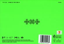 „7th Year: 가시밭길에 잠시 바람이 멈췄을 때“ und „Thorn“ auf einem hellgrünen Hintergrund mit keltischem Kreuzmuster.