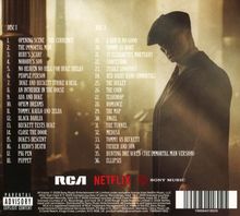 Trackliste aus zwei CDs mit Titeln wie "OPENING SCENE", "THE IMMORTAL MAN". Logos von RCA, Netflix und Sony Music.