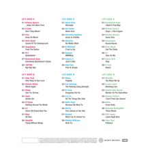 Tracklisten mit Titeln bekannter Popkünstler, unterteilt in drei Abschnitte: LP1, LP2, LP3. Labels von Sony Music und EMI.