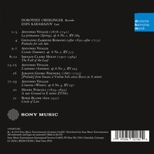 "Dorothee Oberlinger Recorder, Edin Karamazov Lute. Liste klassischer Musikstücke, darunter Vivaldi und Purcell. Logos von Sony Music und deutsche harmonia mundi oben rechts."