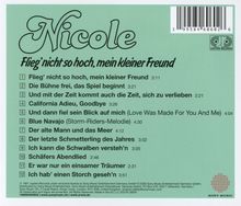 "Nicole. Flieg’ nicht so hoch, mein kleiner Freund. Titelliste mit zwölf Liedern und Laufzeiten, oben rechts Barcode. Logo von JUPITER-RECORDS."