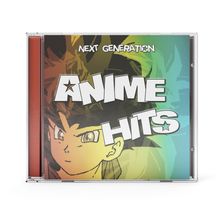 Text: "Next Generation Anime Hits". Illustration: Animefigur mit einem bunten Hintergrund.