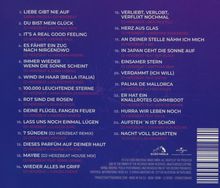 Trackliste von 1 bis 25 mit DJ Herzbeat und verschiedenen Künstlern, vor blauem Hintergrund.