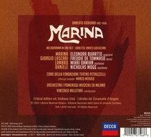 "MARINA" in großer Schrift, darunter Namen von Sängern: Eleonora Buratto, Freddie De Tommaso. Decca-Logo unten rechts.