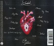 Titel "Loveland", darunter Songnamen um ein herzförmiges Bild mit Schloss in der Mitte verteilt.