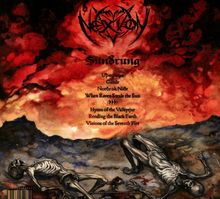 Logo mit Text: "Nexion Sundrung". Darunter Liedertitel. Illustration: Rote, düstere Wolkenlandschaft mit zwei Skeletten.