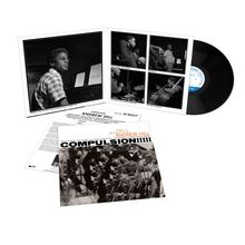 "Andrew Hill Compulsion!!!!!" ist prominent abgebildet. Ein Album mit Schallplatte, Textblättern und Schwarz-Weiß-Fotos.