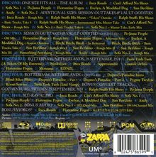 Textbeschreibung: Disc-Informationen mit Titellisten, wie "Inca Roads", "Can't Afford No Shoes", "Sofa No. 1" und andere. Unten Logos und Barcode.