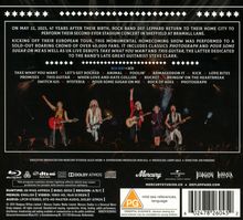 Ankündigung eines Konzerts von Def Leppard am 22. Mai 2023 in Sheffield mit Songs wie "Photograph" und "Hysteria".