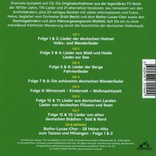Grüner Hintergrund, Text: CDs beinhalten deutsche Volkslieder. Themen: Heimat, Wald, Berge, Winterzeit, klassische Städte, Heino-Hits.