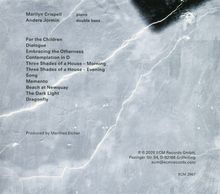 Titel und Künstler, dann Liedtitel: Marilyn Crispell (Piano), Anders Jormin (Double Bass). Titel wie "For the Children", "Dialogue". Produziert von Manfred Eicher. Hintergrund: abstrakte weiße Linien auf grauem Grund.