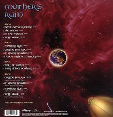 Schriftzug: "Mother's Ruin". Trackliste mit Titeln wie "Don't Come Running", "The Agent". Hintergrund: Erde vor rot-schwarzer Kulisse.