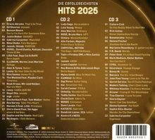 Texte: Die erfolgreichsten Hits 2025, CD 1-3 mit Titellisten. Logos: Universal, Polystar, RTL. Farben: Braun- und Goldtöne.