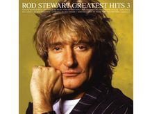 "Rod Stewart Greatest Hits 3" plus Songtitel. Ein Mann mit blonden Haaren schaut nachdenklich, Kopf auf die Hand gestützt.