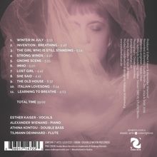 Titelliste mit 11 Songs, darunter "Winter in July" und "Learning to Breathe". Gesamtzeit: 59:02. Foto einer Person in rosa Schleier.