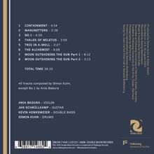 Trackliste mit Titeln und Zeiten. Musiker: Ania Badura (Violine), Jan Schrüllkamp (Gitarre), Kevin Hemkemeier (Bass).
