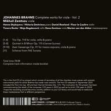 JOHANNES BRAHMS Complete works for viola - Vol. 2, Mikhail Zemtsov viola. Total time 78:08. Weitere Infos im Booklet.