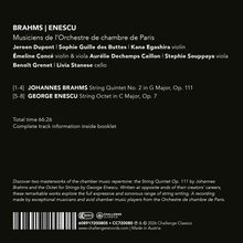 BRAHMS | ENESCU. Musiker des Orchestre de chambre de Paris, Werke von Brahms und Enescu. Gesamtzeit 66:26 Minuten.