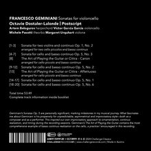 Francesco Geminiani (1687-1762): Sonaten für Cello &amp; Bc op.5 Nr.1-3,6, CD