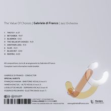 "The Value Of Choices" von Gabriele di Franco, Jazz Orchestra. Trackliste mit 8 Titeln und Laufzeiten. Logo rechts unten.