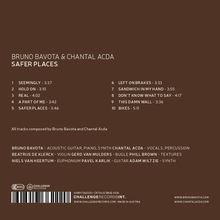 Album "Safer Places" von Bruno Bavota & Chantal Acda. Trackliste mit Titeln und Zeitangaben, Instrumente und Mitwirkende.