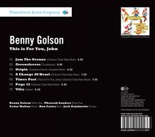 Benny Golson (geb. 1929): This Is For You John, CD